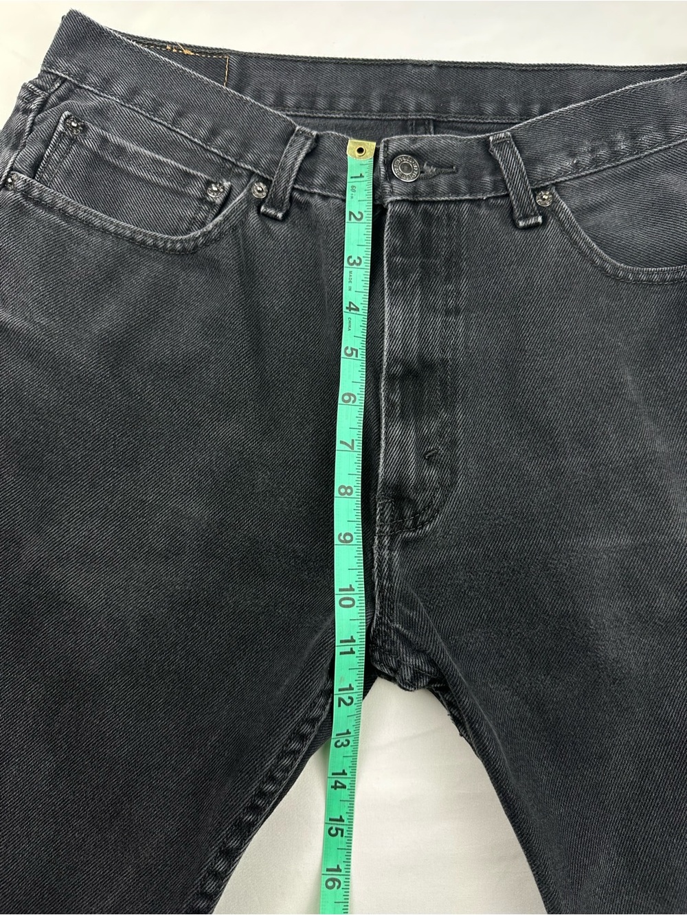 Levi’s 505 Men’s Straight Leg Faded Black Denim Jeans Vintage Classic Grunge - Picture 12 of 14
